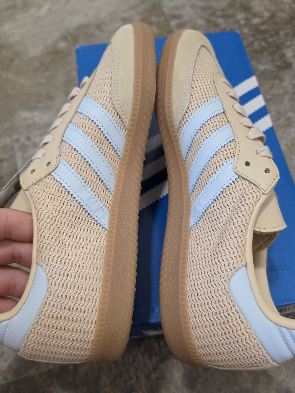 Adidas Originals Women’s Samba OG Knit Mesh Sand Strata Sky Tint - Picture 3 of 7
